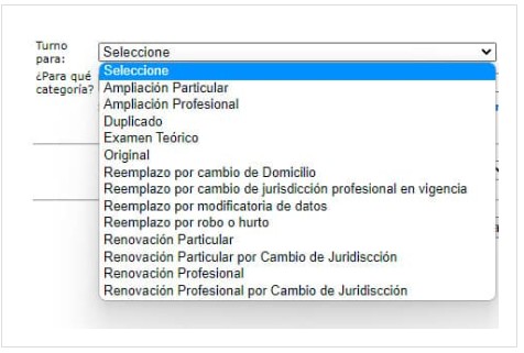 turno licencia conducir