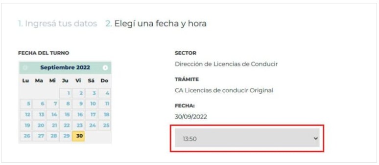 fecha hora turno carnet conducir caseros