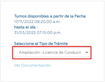 tipo tramite turno carnet conducir