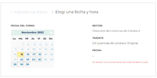 fecha turno carnet conducir